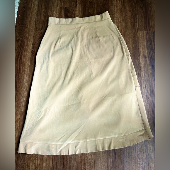 VINTAGE Y2K 90s Brown Sueded Cotton Tiered Ruffle Midi Skirt Boho Western Sz 18 - Picture 7 of 8